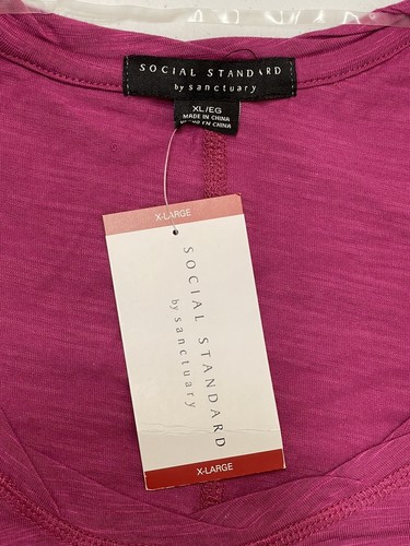 Social Standard by Sanctuary Women's Dark Pink Scoop Neck Long Sleeve T-Shirt XL - Picture 6 of 9