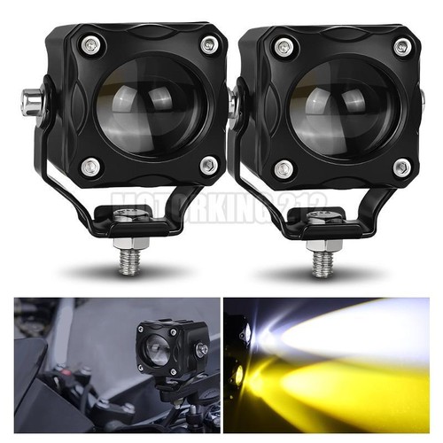2X Motorcycle LED Spot Light Headlight Hi/Lo Car Driving Fog Lamp White Yellow - Picture 4 of 12