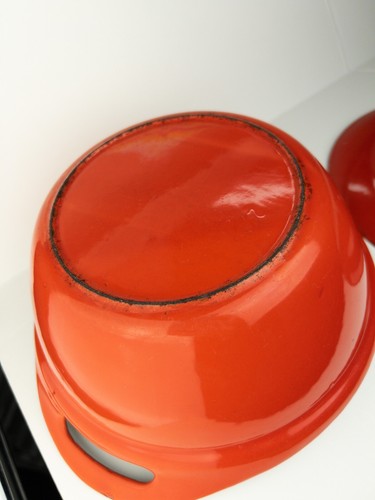 MCM Enamelwear Atomic red modern design enamel over cast Iron see details - - Picture 12 of 15