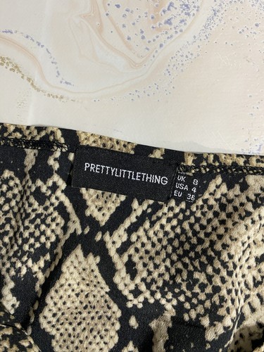 Pretty little thing Snake Print Cropped Top With Long Balloon Sleeves Size 8-10 - Picture 5 of 11