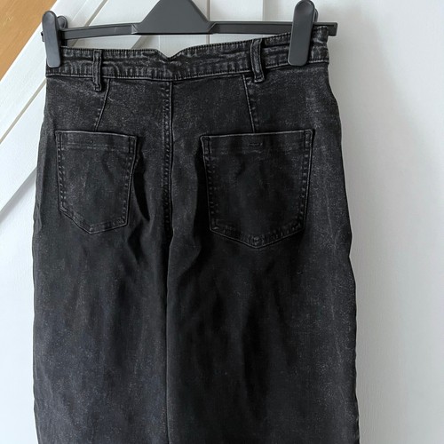 New TU Size 12 Petite Jeans Black Stonewash Denim Balloon Pants Volume Wide Leg - Picture 14 of 15
