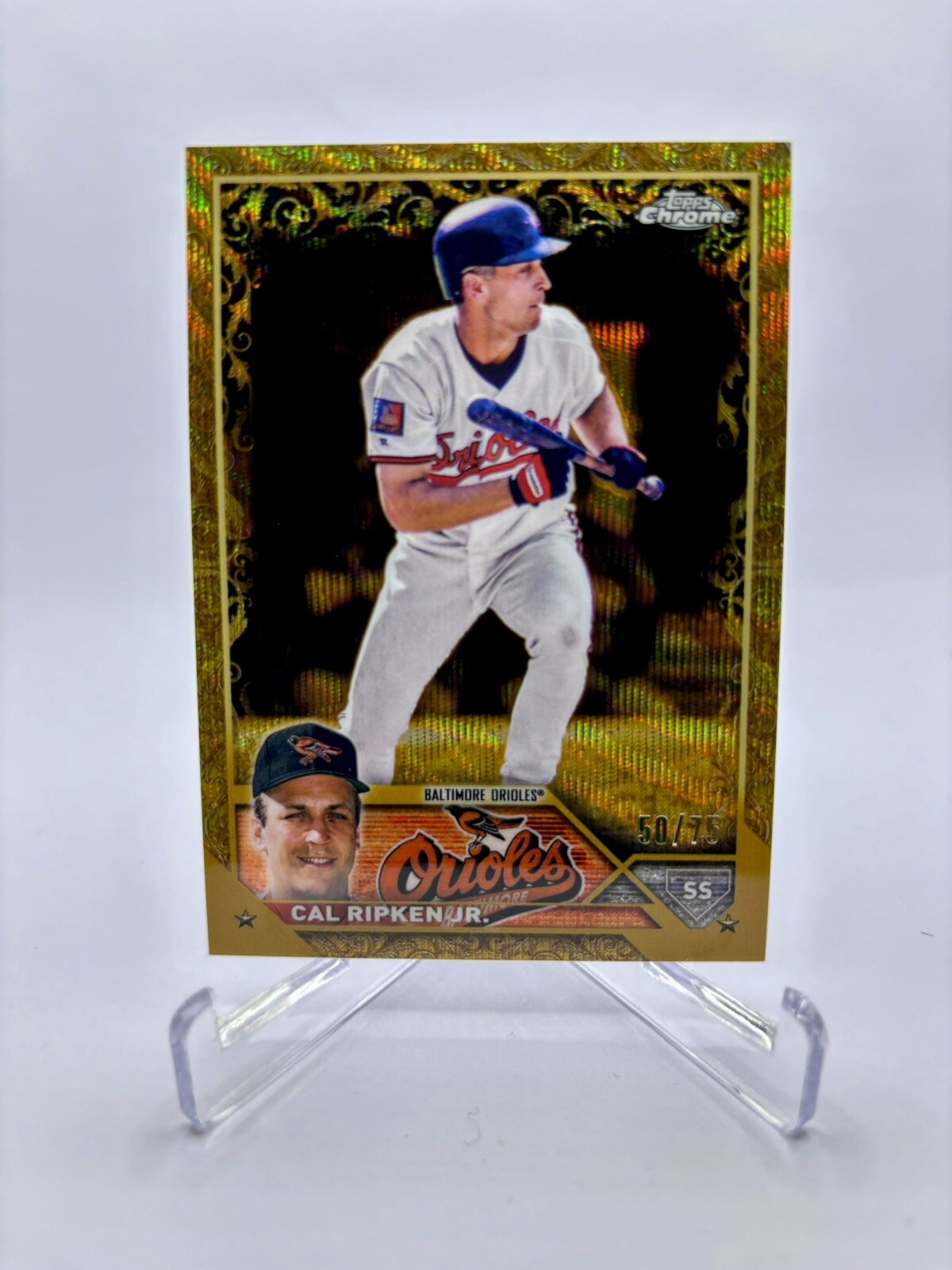 2023 Topps Chrome Gilded Cal Ripken Jr Wave Gold Etch /75 #116 Baltimore Orioles