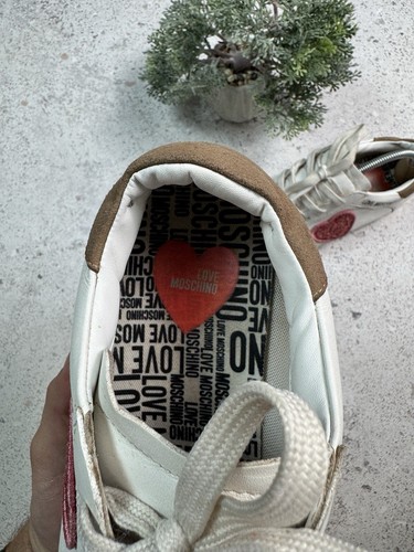 Love Moschino Heart Low Top Sneakers 41 US 11 White - Picture 18 of 24