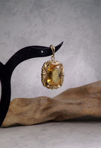 D35-32 / eleganter Anhänger gelber Stein / Citrin GG 8 K / 333 toll gerarbeitet - Bild 1 von 6