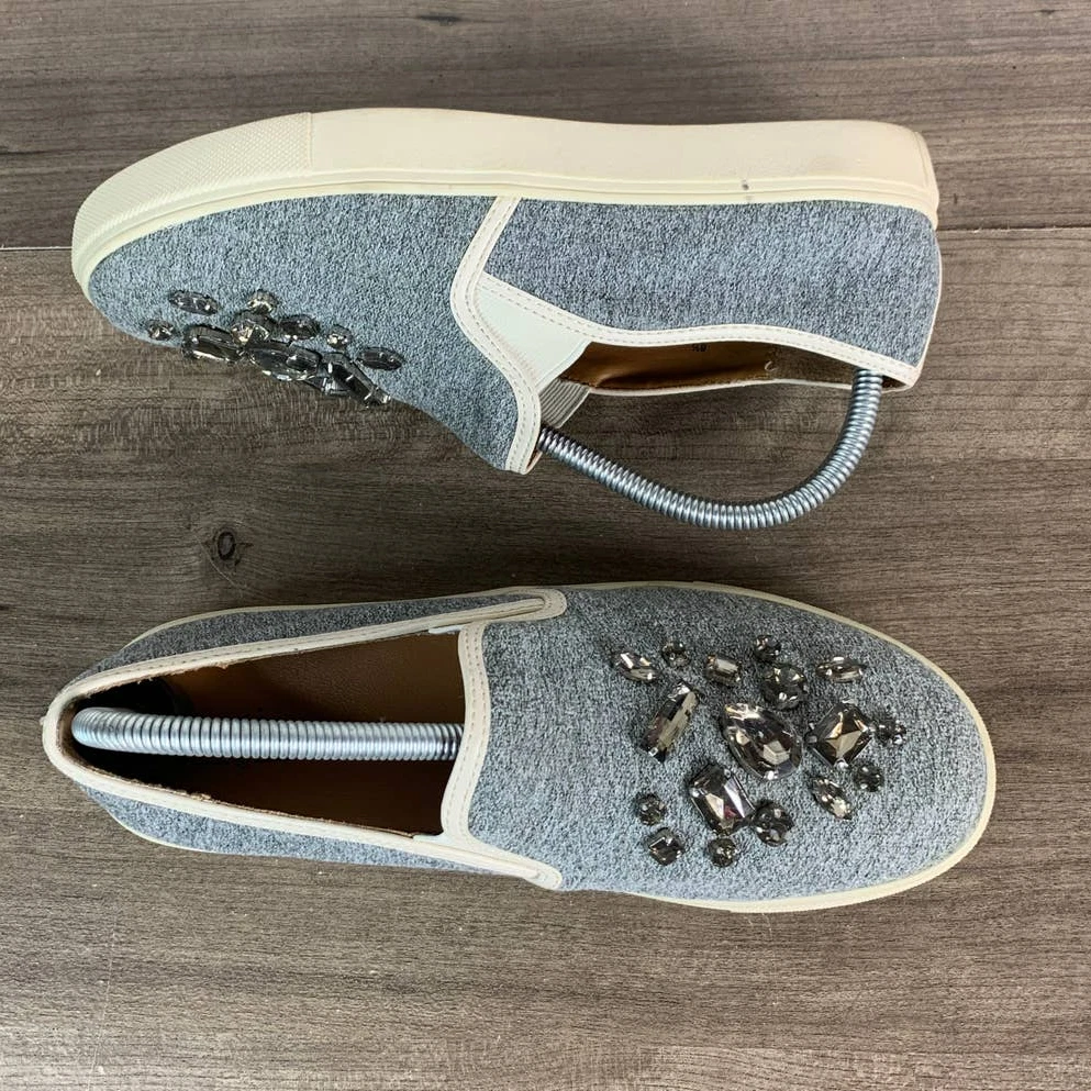 Women s MOSSIMO Jeweled Sneakers Size 8.5 Slip On Shoes Gray Comfort Embellished