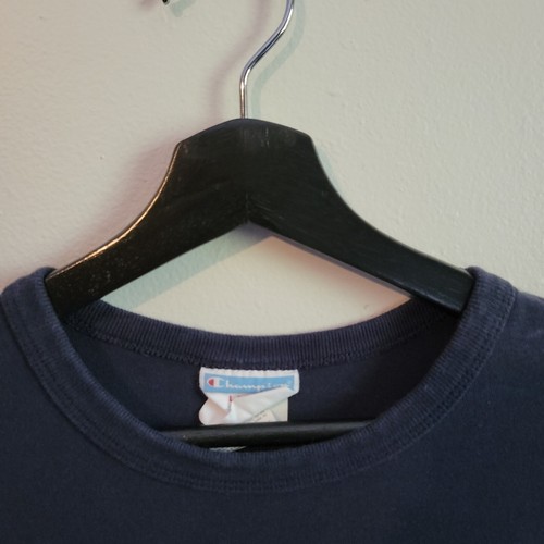 Champion Fully Embroidered 3 Logo Navy Blue Size Large Short Sleeve Shirt - Picture 4 of 6