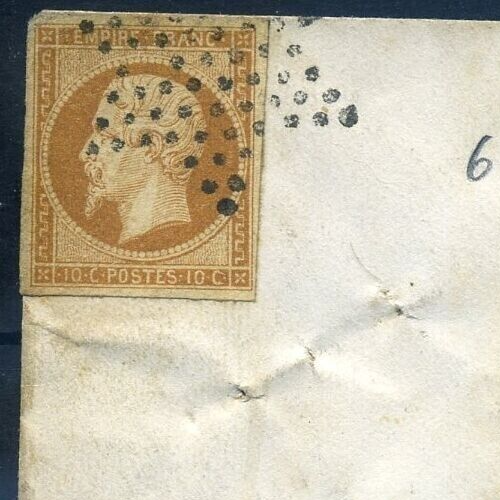FRANCE EMPIRE N° 13 OBL ETOILE PLEINE + CACHET D9h PARIS POUR PARIS SUR FRAGMENT - Foto 2 di 2
