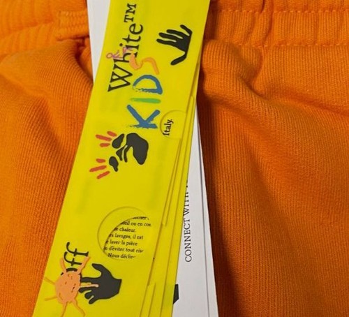 $315 Off White Kid's Boy's Orange Logo Jogger Sweatpants Size 10 - Picture 4 of 4