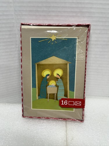 New Sealed 16 Hallmark Christmas Nativity Card And Envelope Set 6.5" x 4.5" - Picture 1 of 2
