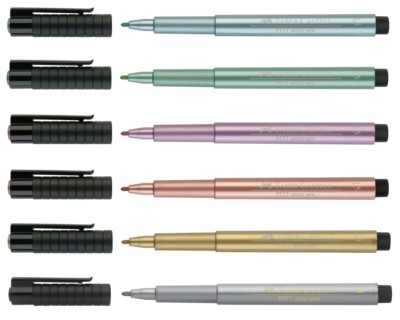 FABER CASTELL PITT Artist Pen metallic glitzer 6 Farben
