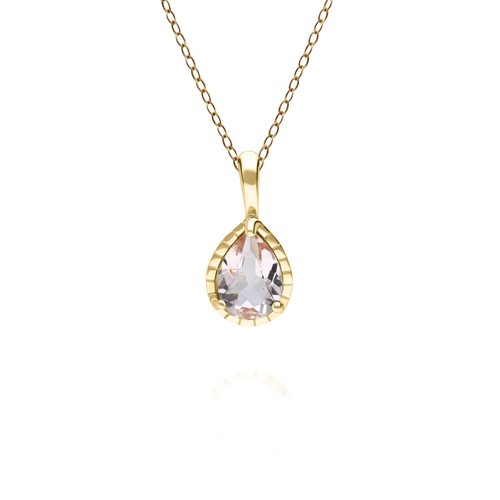 Classic Pear Morganite Pendant in 9ct Yellow Gold - 第 1/1 張圖片