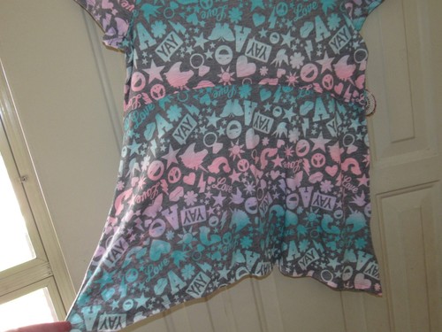 Girls 18 1/2 Top Gray Ombre Emoji NWT Peace Unicorn Sharkbite Hem XXL SO - Picture 3 of 6