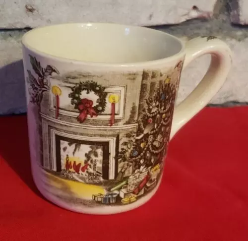 Vintage Johnson Brothers Merry Christmas Cup Mug England 185.330 Hand Engraved