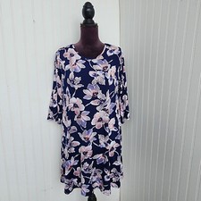 Espresso Womens Dress Floral Pink Blue Bell Sleeve Shift Boho Casual Stretch M