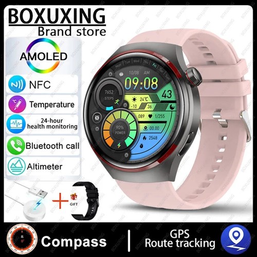GPS NFC Smart Watch Men AMOLED HDScreen Heart Rate Bluetooth Call SmartWatch New - Zdjęcie 11 z 38