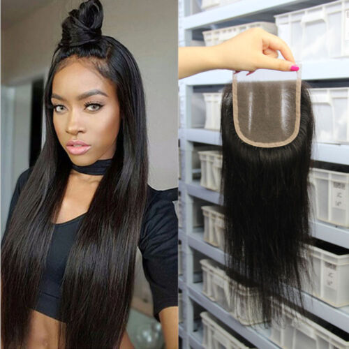 Indian Remy Hair Extensions Lace Closure Topper Straight 4x4" Top Lace Closure - Picture 1 of 11