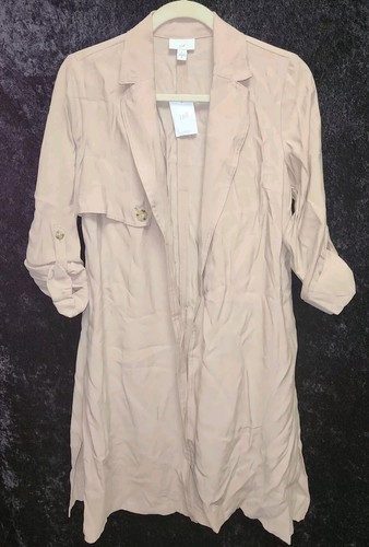 J. Jill Chablis offener leichter Trenchcoat Staubmantel Jacke Dusty Pink XS Fehler