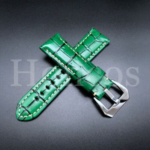 Unique Green Genuine Leather Crocodile Alligator Pattern Watch Strap Band 22mm - Picture 15 of 29