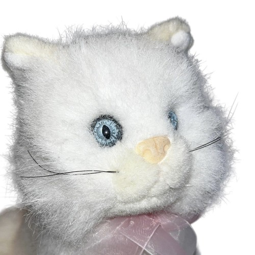 TC Dawson Peluche Blanco Gatito Gato Ojos Azules Rosa Arco Fiesta Kaboddles Realista - Imagen 4 de 10