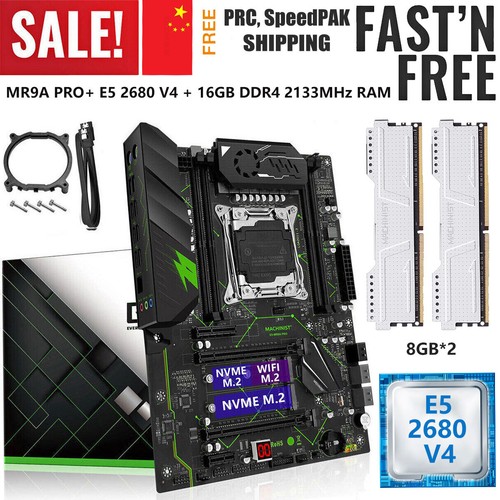 X99 MR9A PRO Motherboard LGA 2011-v3 + E5 2680 V4 16G DDR4 2133MHz WIFI/NVMe M.2 - Picture 1 of 12