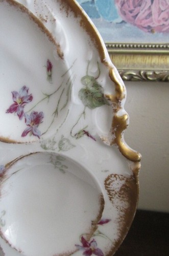 Haviland Limoges France Oyster Plate Violets Gold - Picture 5 of 8