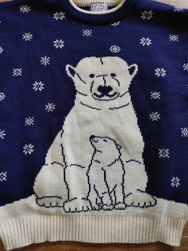 Vintage Childrens Polar Bear Print Sweater Size 14/16 Made In Israel Read Descri - Picture 2 of 8
