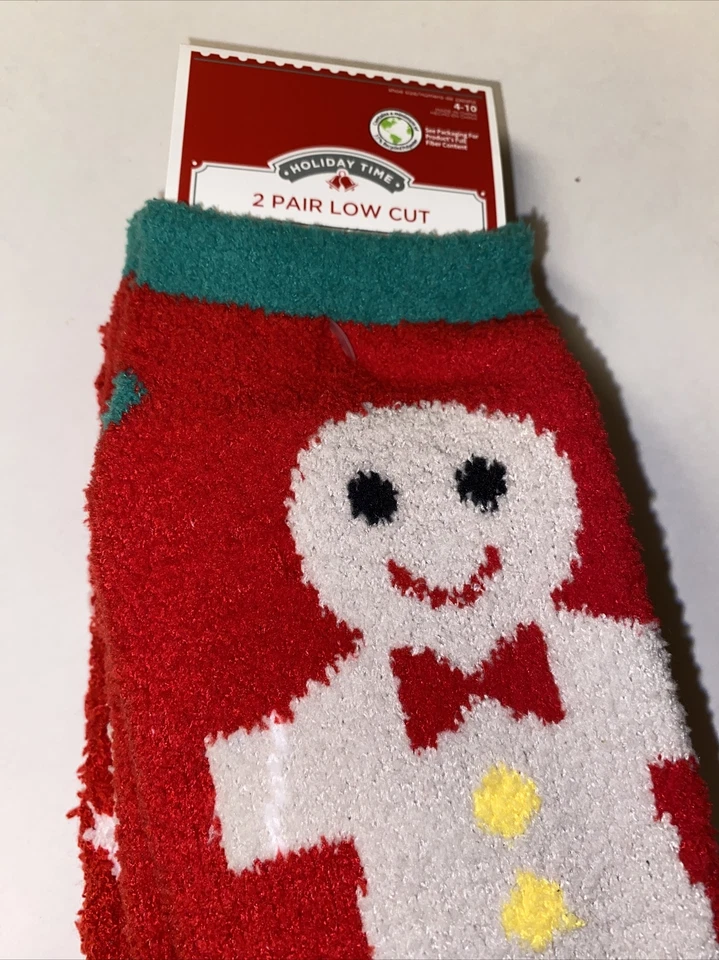 Calcetines de corte bajo Holiday Time para mujer 2 pares zapatos pan de jengibre hombre y lunares talla 4-10 Foto 4 de 4