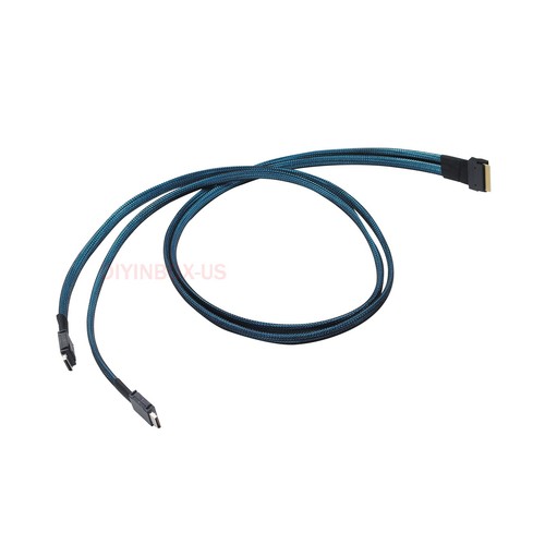 Slim SAS 8i SFF-8654 to 2x OCuLink 4i SFF-8611 Data Transmission Cable 1-Meter - Picture 4 of 15