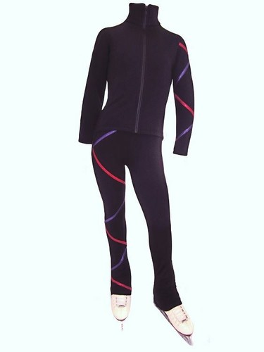 Criss Cross Fleece  Ice Skating Pants Purple/Fuchsia XP611 - Picture 7 of 11