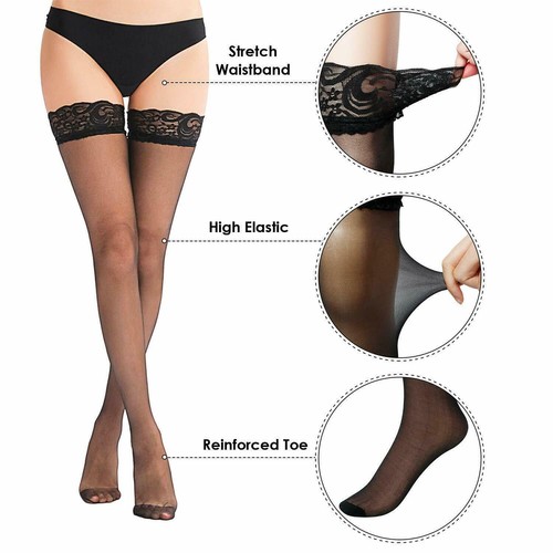 Ladies Top Stay Up Thigh High Over the Knee Socks Extra Long Cotton Stockings US - Picture 48 of 95