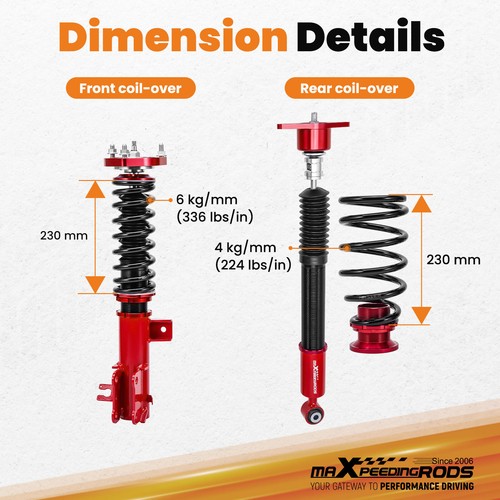 24 Way Damper Adjustable Coilovers Lowering Kit For Mazda 3 (BM/BN) 14-18 - Picture 8 of 12
