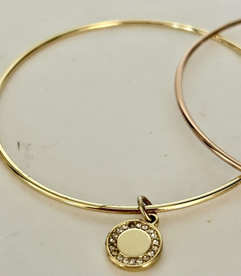 Lot Of 3 Bangles Sterling Silver Gold  & Rose Gold Plate Size 8 “Friends GB-1a - Image 3 of 4