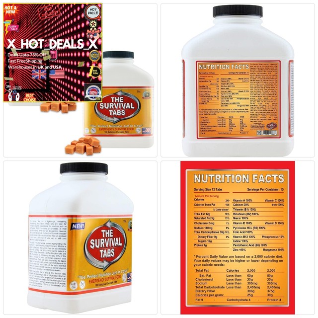 Emergency Survival food tablets 30 Days Supply Gluten-Free ...