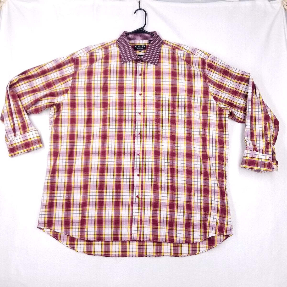 C. Allen New York Mens 19.5 36/37 French Cuff Long Sleeve Burgundy Button  Shirt | eBay