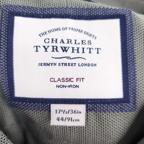 Charles Tyrwhitt Hemd Herren Extra Large Grün Dobby Weave Classic Fit Bügelfrei - Bild 5 von 12