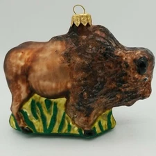 Bison Buffalo Blown Glass Christmas Ornament Tree Decoration made in Poland Vint