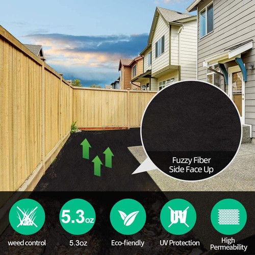 5.3oz 12' Extra Wide Heavy Duty Weed Barrier Fabric Woven Ground Cover Landscape - Picture 10 of 16