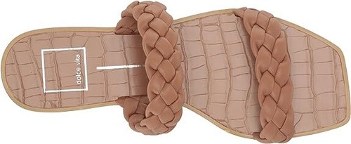 Dolce Vita Indy Caramel Stella Slip On Open Square Toe Woven Straps Flat Sandals - Imagen 5 de 6