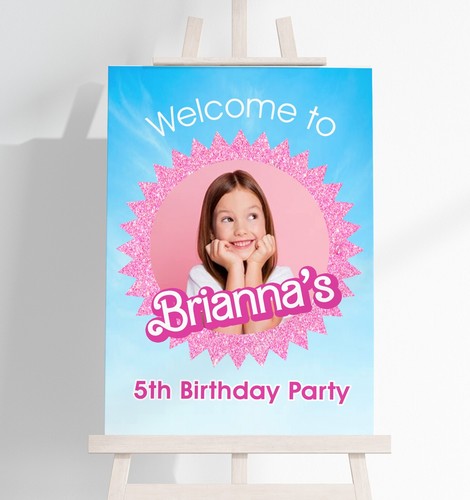 PINK PARTY WELCOME SIGN - BIRTHDAY, HEN, BABY SHOWER - A4 or A3 - Barbie Fans - Picture 2 of 3