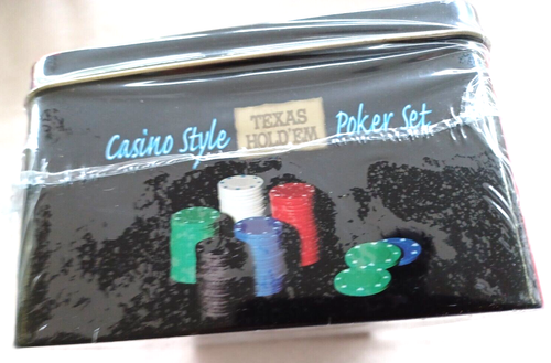 Casino Stil Texas Hold'em Poker Set Neu Versiegelt Blech Behälter Karten Geschenk Spiel - Bild 4 von 7
