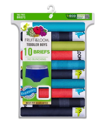 Fruit of the Loom Toddler Boys 10 Pack Briefs Size 2T/3T or 4T/5T NEW Dino Waist - 第 1/9 張圖片
