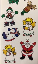 CHRISTMAS CHARACTER Stickers 13pc Holiday  Snowman  Santa  Reindeer  Holly Corner  