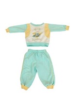 Vtg Health-Tex Sweatsuit Set 18 Months Green Bunny Easy Rider Sweater Pants USA