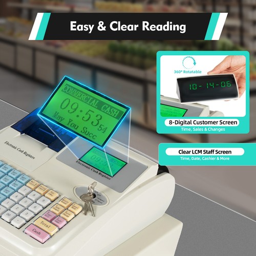 48 Schlüssel Elektronische Registrierkasse Geld Handhabung Digital LED Display mit Schlüssel - Bild 7 von 14