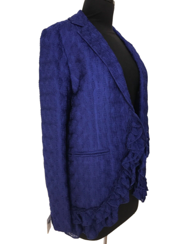 MISSONI Orange Label RUNWAY RUFFLE BLAZER Crochet Jewel BLUE 40 IT Jacket SILK ! - Picture 7 of 9