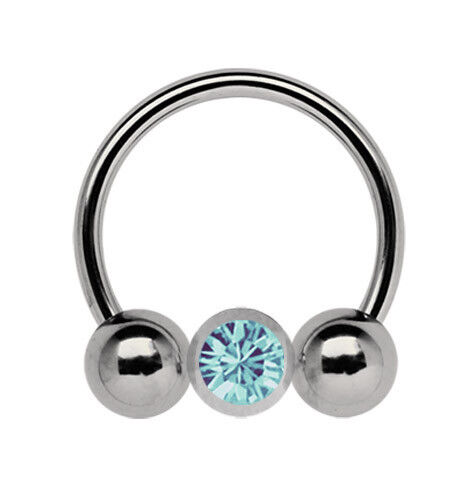 Titan Brust Piercing Schmuck CBR Gewindering in 1,6mm mit Glitzer Klemm Kugel - Bild 5 von 13