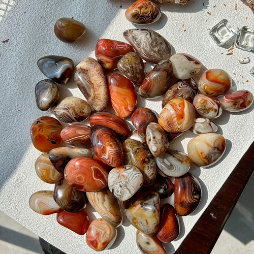 1LB Madagascar Polished Lace SILK Banded Agate Palm Stone reiki healing - Picture 9 of 9