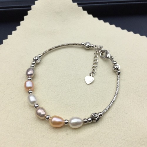 7.5-8 inch Gorgeous  Natural Akoya White Pearl Bracelet Adjustable length connec - Picture 1 of 3