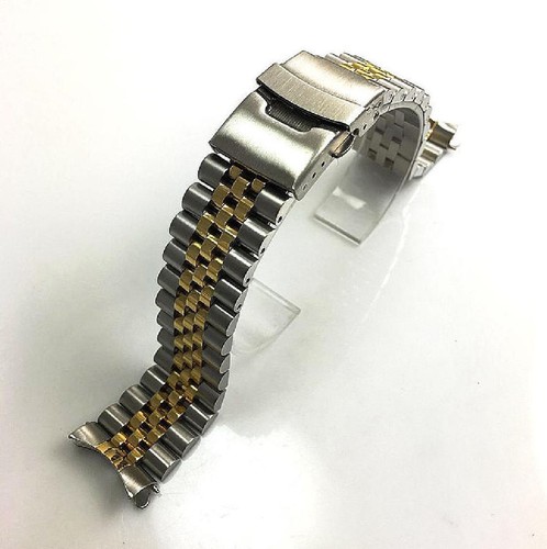 Two Tone Steel Bracelet & Leather Replacement Watch Band fits Citizen BM7344-54E - Picture 3 of 7
