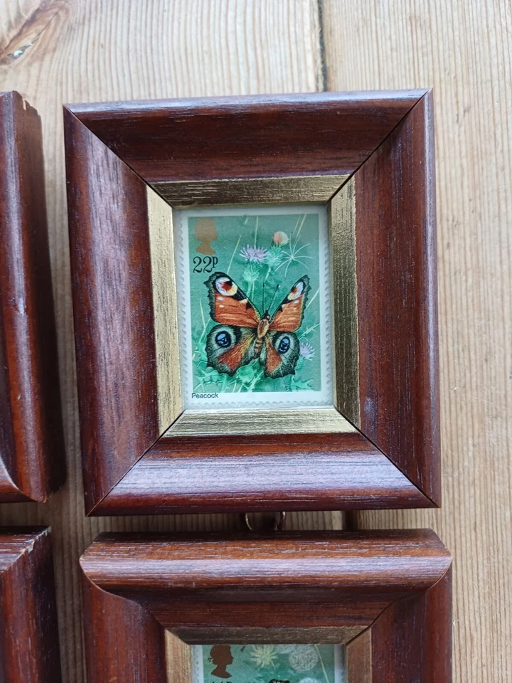 Four British butterfly stamps (1991) in glass fronted frames — 第 3/4 张图片